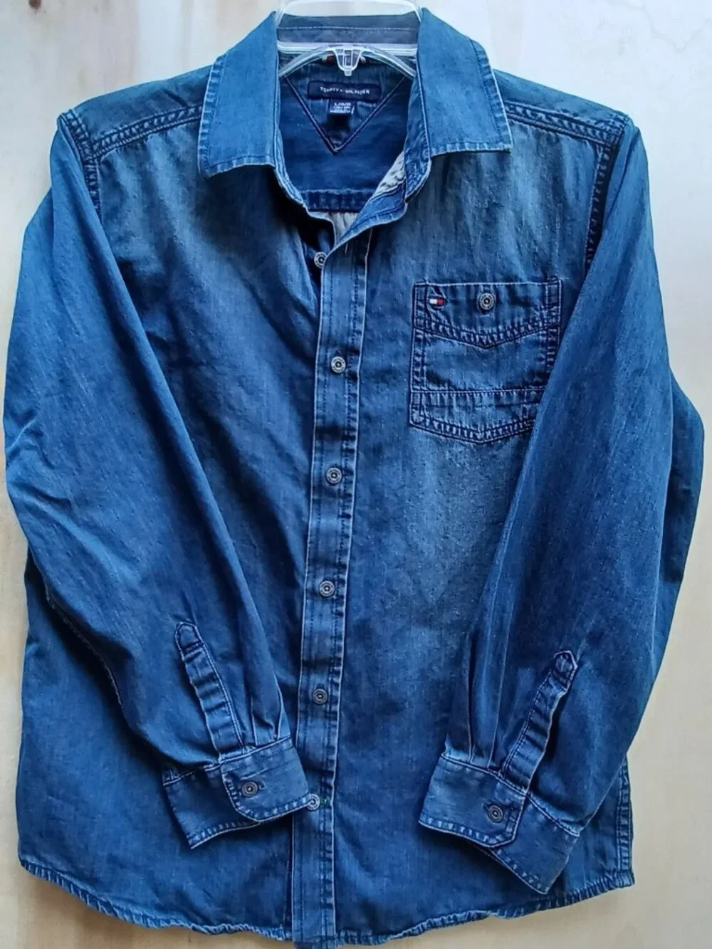 Tommy Hilfiger Denim Long Sleeve Button Up Shirt Boy's Size Large